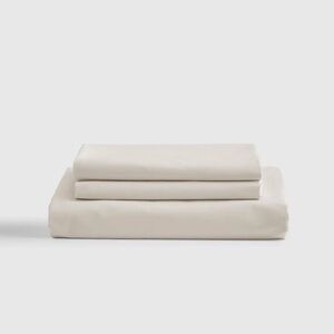 QUINCE Classic Organic Percale Fitted Sheet Set Twin XL Sand 6482